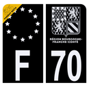 Autocollant Plaque d'immatriculation Moto Département 70 Noir