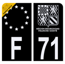 Autocollant Plaque d'immatriculation Moto Département 71 Noir