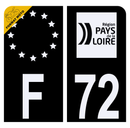 Autocollant Plaque d'immatriculation Moto Département 72 Noir