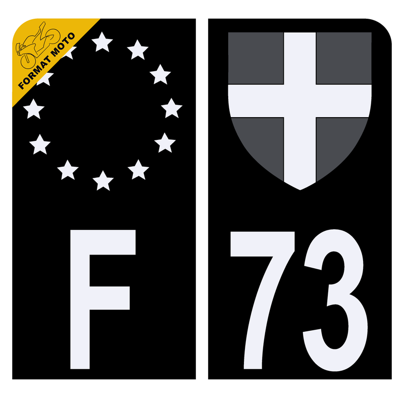 Autocollant Plaque d'immatriculation Moto 73 Croix de Savoie Noir