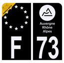 Autocollant Plaque d'immatriculation Moto Département 73 Noir