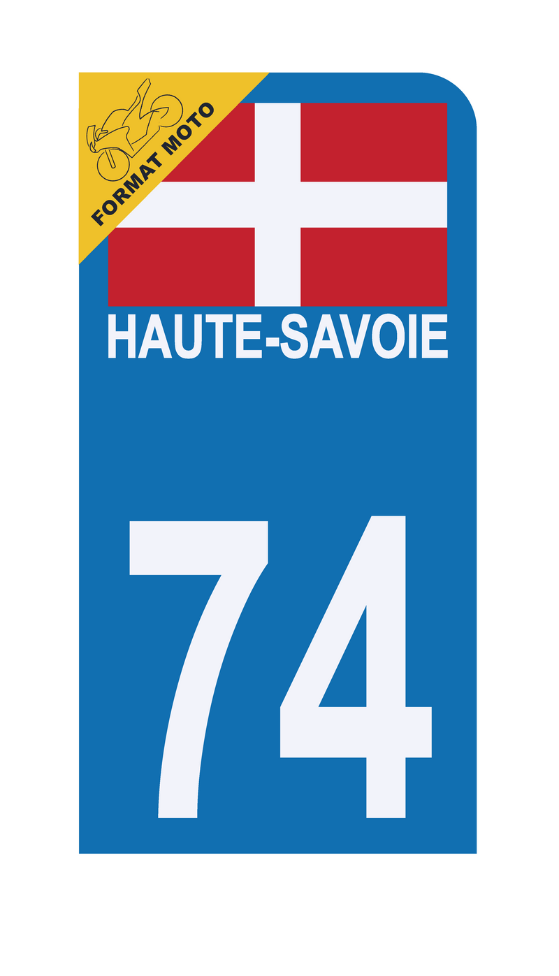 Autocollant Plaque d'immatriculation Moto 74 Croix de Savoie Version Bis