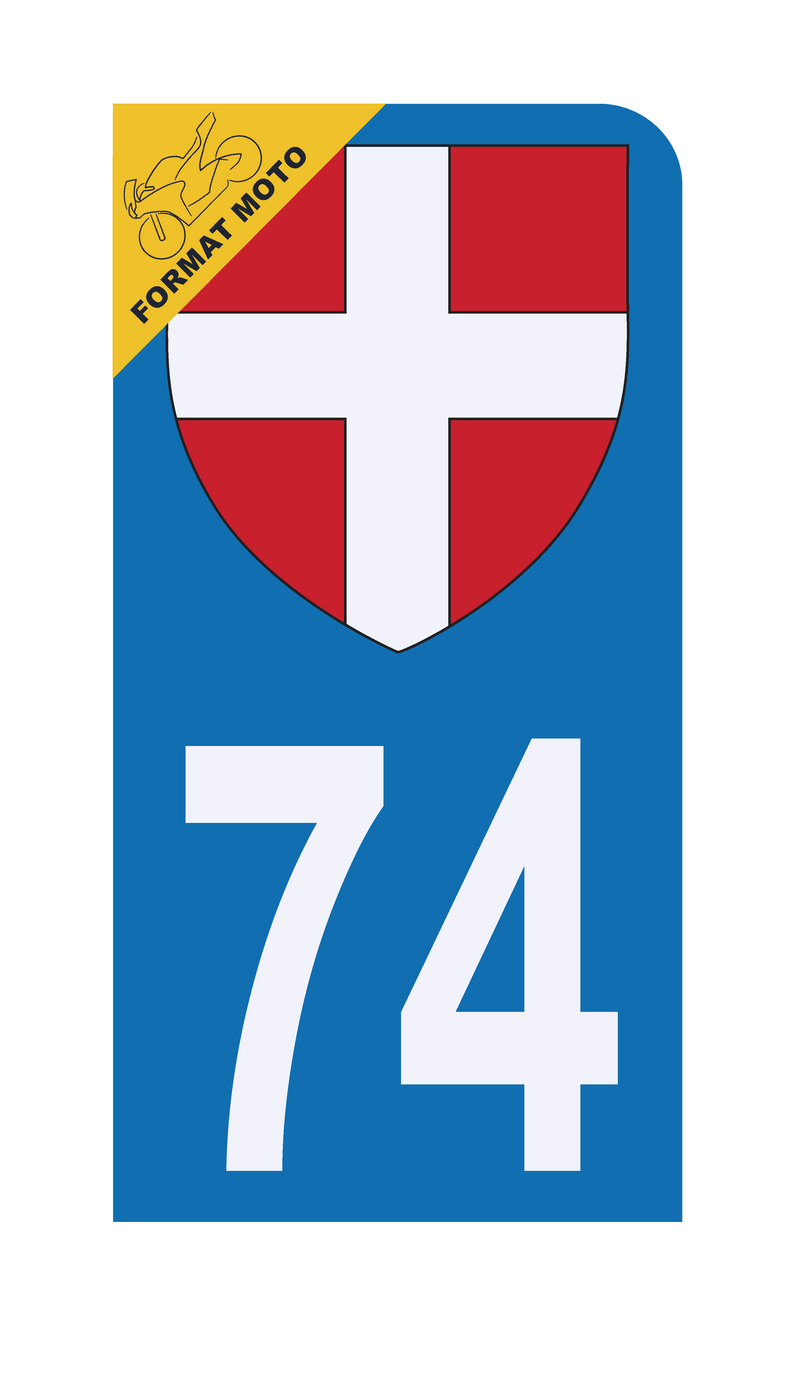Autocollant Plaque d'immatriculation Moto 74 Croix de Savoie