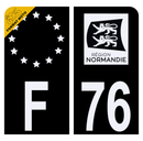 Autocollant Plaque d'immatriculation Moto Département 76 Noir