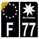 Autocollant Plaque d'immatriculation Moto Département 77 Noir