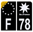 Autocollant Plaque d'immatriculation Moto Département 78 Noir