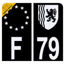 Autocollant Plaque d'immatriculation Moto Département 79 Noir