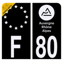 Autocollant Plaque d'immatriculation Moto Département 80 Noir