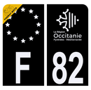 Autocollant Plaque d'immatriculation Moto Département 82 Noir