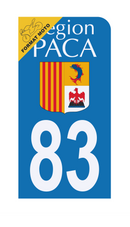 Autocollant Plaque d'immatriculation Moto Département 83 Région PACA