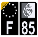 Autocollant Plaque d'immatriculation Moto 85 Drapeau Vendéen
 Noir