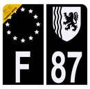 Autocollant Plaque d'immatriculation Moto Département 87 Noir