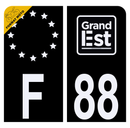 Autocollant Plaque d'immatriculation Moto Département 88 Noir