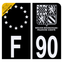 Autocollant Plaque d'immatriculation Moto Département 90 Noir