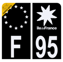 Autocollant Plaque d'immatriculation Moto Département 95 Noir
