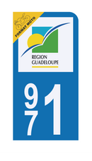 Autocollant Plaque d'immatriculation Moto 971 Guadeloupe Version Bis