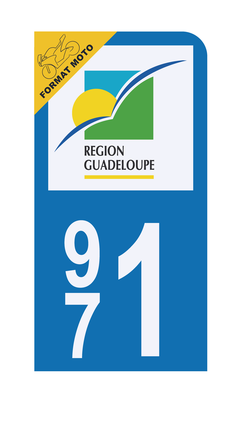 Autocollant Plaque d'immatriculation Moto 971 Guadeloupe Version Bis