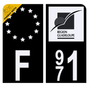 Autocollant Plaque d'immatriculation Moto 971 Guadeloupe Version Bis Noir