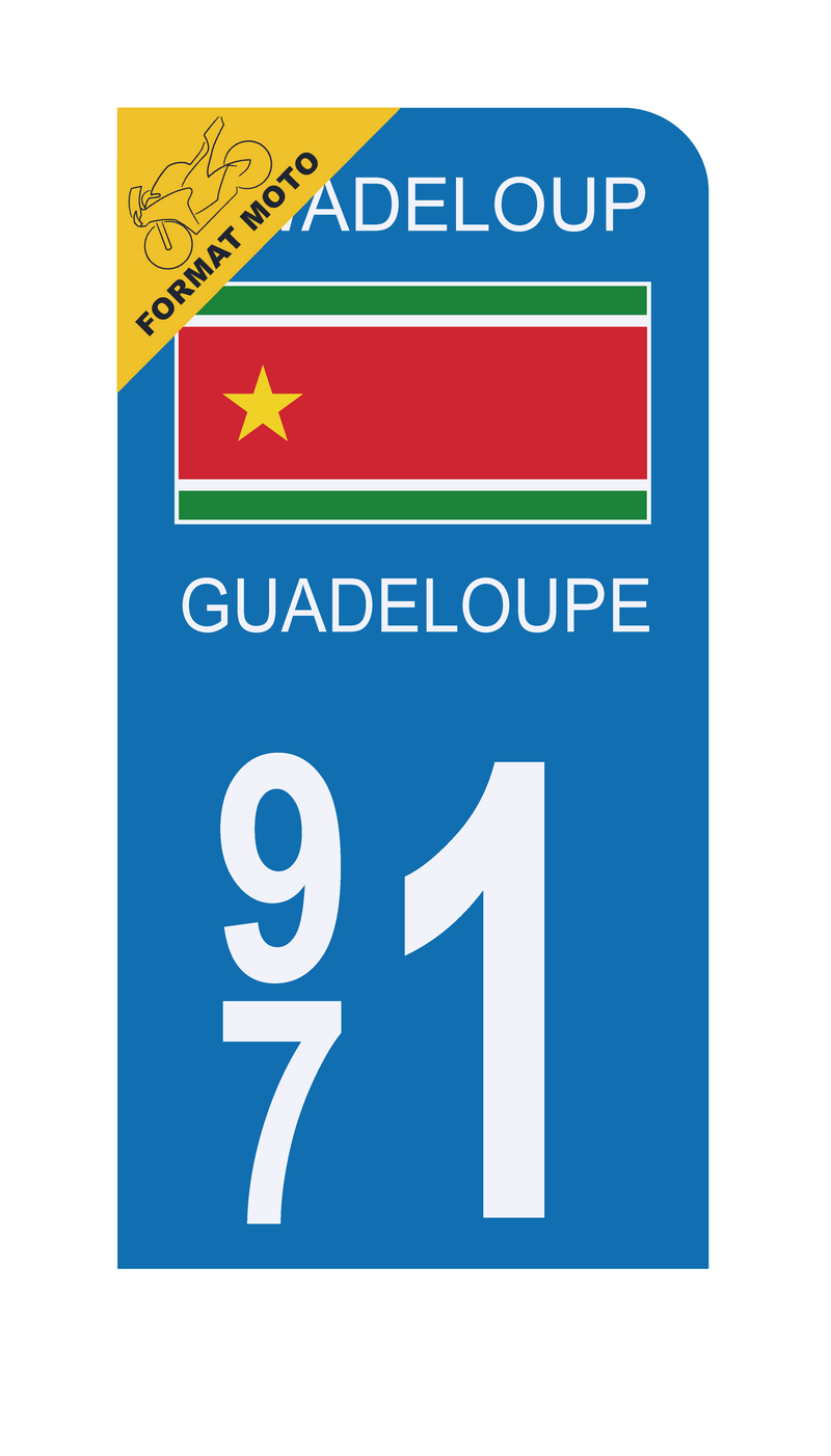 Autocollant Plaque d'immatriculation Moto 971 Guadeloupe