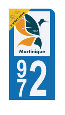 Autocollant Plaque d’immatriculation Moto 972 Martinique DROM Version Bis
