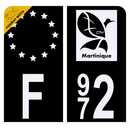 Autocollant Plaque d’immatriculation Moto 972 Martinique DROM Version Bis Noir