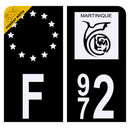 Autocollant Plaque d’immatriculation Moto 972 Martinique DROM Noir
