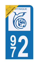 Autocollant Plaque d’immatriculation Moto 972 Martinique DROM