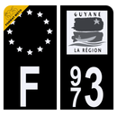 Autocollant Plaque d'immatriculation Moto 973 Guyane DROM
 Noir
