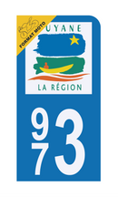 Autocollant Plaque d'immatriculation Moto 973 Guyane DROM
