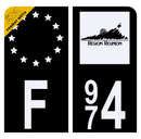 Autocollant Plaque d'immatriculation Moto 974 La Réunion DROM Noir