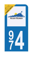 Autocollant Plaque d'immatriculation Moto 974 La Réunion DROM
