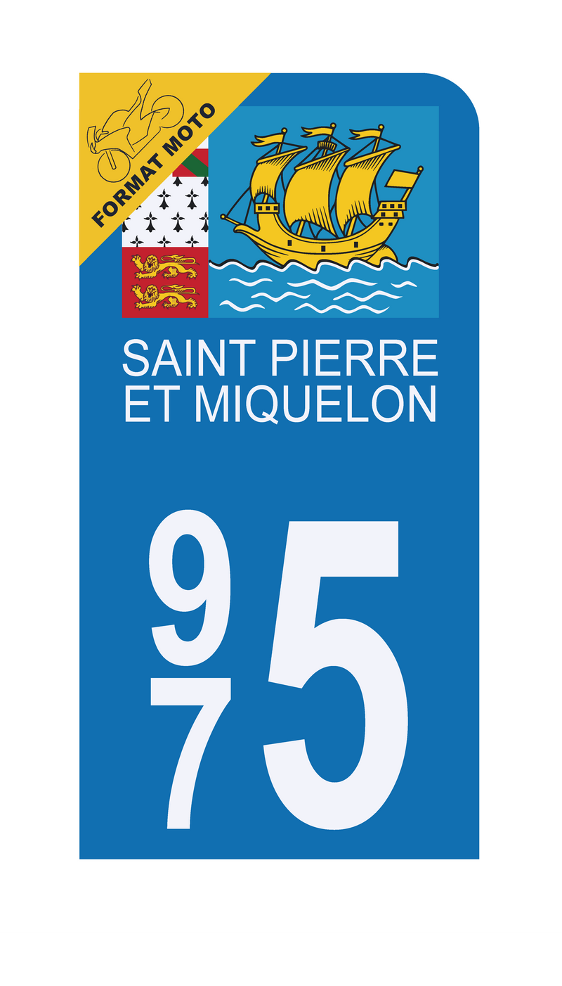 Autocollant Plaque d'immatriculation Moto 975 Saint Pierre et Miquelon DROM