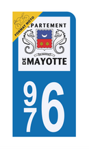 Autocollant Plaque d'immatriculation Moto 976 Mayotte DROM