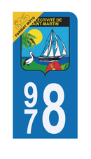 Autocollant Plaque d’immatriculation Moto 978 Collectivité de Saint Martin