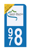 Autocollant Plaque d'immatriculation Moto 978 Saint Martin DROM
