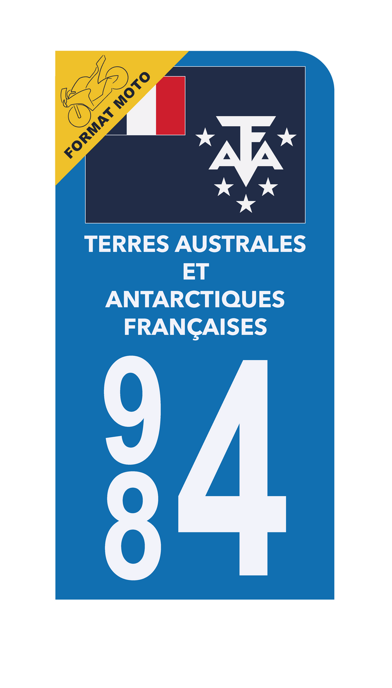 Autocollant Plaque d'immatriculation Moto 984 Terres Australes et Antarctiques Françaises