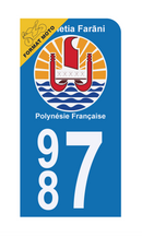 Autocollant Plaque d'immatriculation Moto 987 Polynésie Française Version Bis