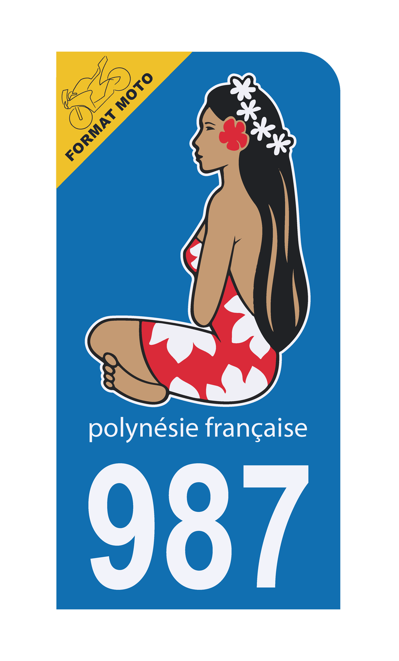 Autocollant Plaque d'immatriculation Moto 987 Polynésie Française