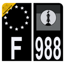 Autocollant Plaque d'immatriculation Moto 988 Nouvelle-Calédonie Noir