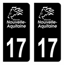 Autocollant Plaque d'immatriculation Voiture Département 17 Noir