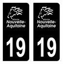 Autocollant Plaque d'immatriculation Voiture Département 19 Noir