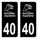 Autocollant Plaque d'immatriculation Voiture Département 40 Noir