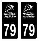 Autocollant Plaque d'immatriculation Voiture Département 79 Noir