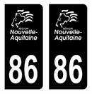 Autocollant Plaque d'immatriculation Voiture Département 86 Noir