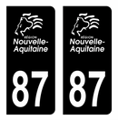 Autocollant Plaque d'immatriculation Voiture Département 87 Noir