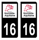 Autocollant Plaque d'immatriculation Voiture Département 16 Noir