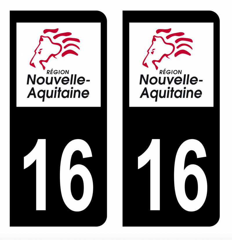 Autocollant Plaque d'immatriculation Voiture Département 16