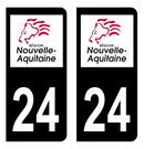 Autocollant Plaque d'immatriculation Voiture Département 24 Noir