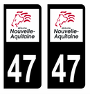 Autocollant Plaque d'immatriculation Voiture Département 47 Noir