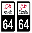 Autocollant Plaque d'immatriculation Voiture Département 64 Noir